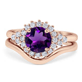 Two Piece Round Natural Stone Cluster Ring