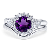 Two Piece Round Natural Stone Cluster Ring