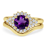 Two Piece Round Natural Stone Cluster Ring