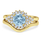 Two Piece Round Natural Stone Cluster Ring