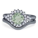 Two Piece Round Natural Stone Cluster Ring