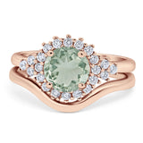 Two Piece Round Natural Stone Cluster Ring