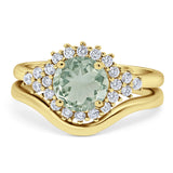 Two Piece Round Natural Stone Cluster Ring