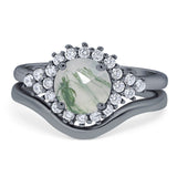 Two Piece Round Natural Stone Cluster Ring
