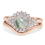 Two Piece Round Natural Stone Cluster Ring