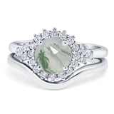 Two Piece Round Natural Stone Cluster Ring