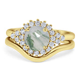 Two Piece Round Natural Stone Cluster Ring