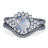 Two Piece Round Natural Stone Cluster Ring