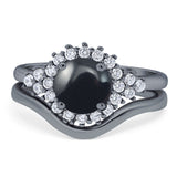 Two Piece Round Natural Stone Cluster Ring