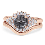 Two Piece Round Natural Stone Cluster Ring