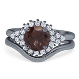 Two Piece Round Natural Stone Cluster Ring
