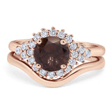 Two Piece Round Natural Stone Cluster Ring