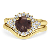 Two Piece Round Natural Stone Cluster Ring