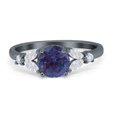 Art Deco Round Natural Stone Leaf Style Ring