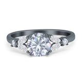 Art Deco Round Natural Stone Leaf Style Ring
