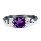 Art Deco Round Natural Stone Leaf Style Ring
