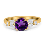 Art Deco Round Natural Stone Leaf Style Ring