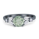 Art Deco Round Natural Stone Leaf Style Ring