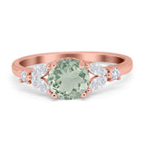 Art Deco Round Natural Stone Leaf Style Ring