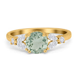 Art Deco Round Natural Stone Leaf Style Ring