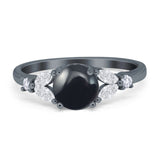 Art Deco Round Natural Stone Leaf Style Ring