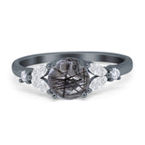 Art Deco Round Natural Stone Leaf Style Ring