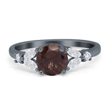 Art Deco Round Natural Stone Leaf Style Ring