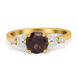 Art Deco Round Natural Stone Leaf Style Ring