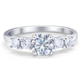 Art Deco Five Stone Round Moissanite Wedding Ring 925 Sterling Silver