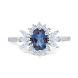 Art Deco Oval Natural Stone Floral Ring