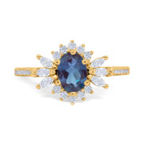 Art Deco Oval Natural Stone Floral Ring