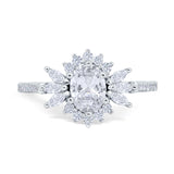 Art Deco Oval Moissanite Cocktail Ring 925 Sterling Silver