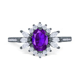 Art Deco Oval Natural Stone Floral Ring
