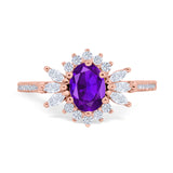 Art Deco Oval Natural Stone Floral Ring