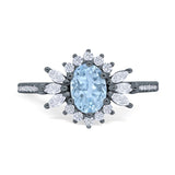 Art Deco Oval Natural Stone Floral Ring