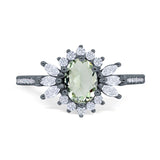 Art Deco Oval Natural Stone Floral Ring