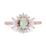 Art Deco Oval Natural Stone Floral Ring