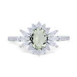 Art Deco Oval Natural Stone Floral Ring