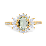 Art Deco Oval Natural Stone Floral Ring