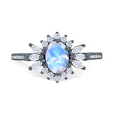 Art Deco Oval Natural Stone Floral Ring
