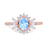 Art Deco Oval Natural Stone Floral Ring