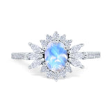Art Deco Oval Natural Stone Floral Ring