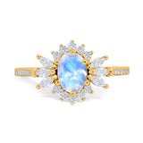 Art Deco Oval Natural Stone Floral Ring