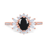 Art Deco Oval Natural Stone Floral Ring