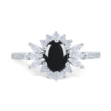 Art Deco Oval Natural Stone Floral Ring
