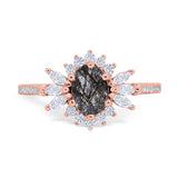 Art Deco Oval Natural Stone Floral Ring