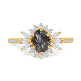 Art Deco Oval Natural Stone Floral Ring