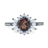 Art Deco Oval Natural Stone Floral Ring