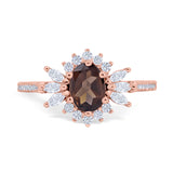 Art Deco Oval Natural Stone Floral Ring