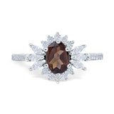 Art Deco Oval Natural Stone Floral Ring